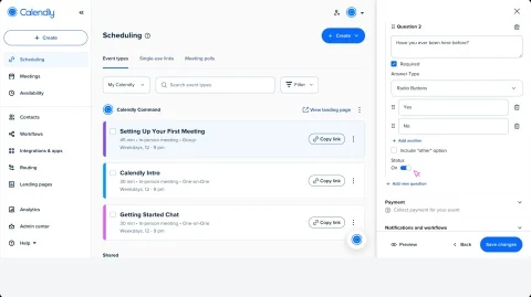 Visual for this record: A scheduling link shifts control of a calendar to the invitee