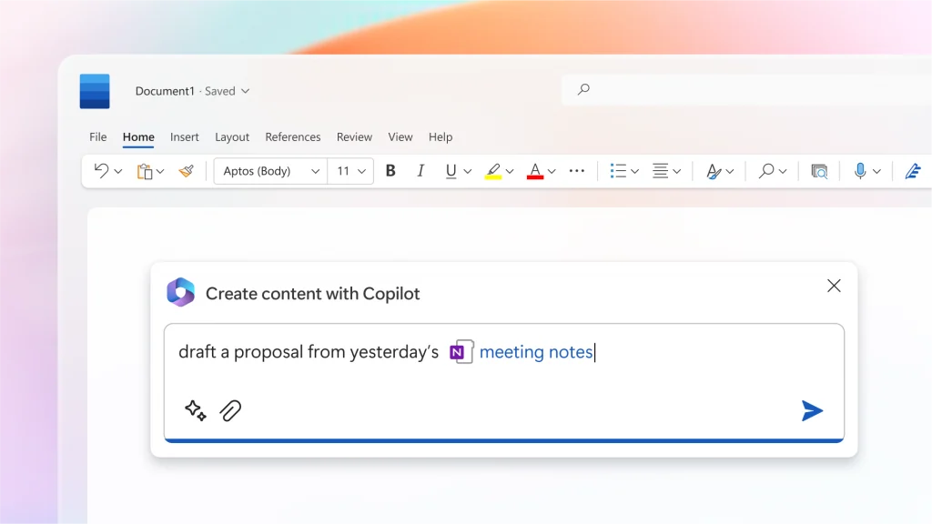 Visual published with the cited source for this record: Microsoft pitched a copilot grounded in your own mail and files
