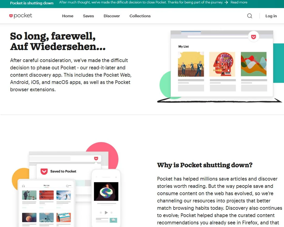 Visual for this record: Mozilla gave Pocket users four months to export before deletion